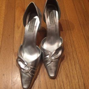 Silver Formal Rhinestone Buckle Pumps by Touch Ups